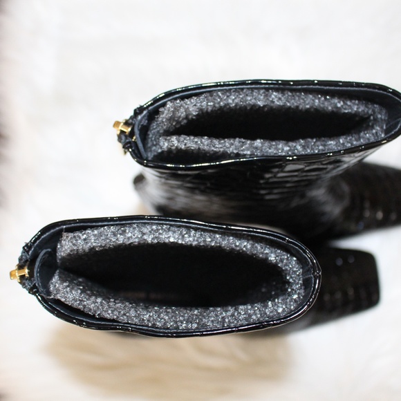 Good American, Square Toe Croc Embossed with Block Heel and back zipper boot - Picture 5 of 14